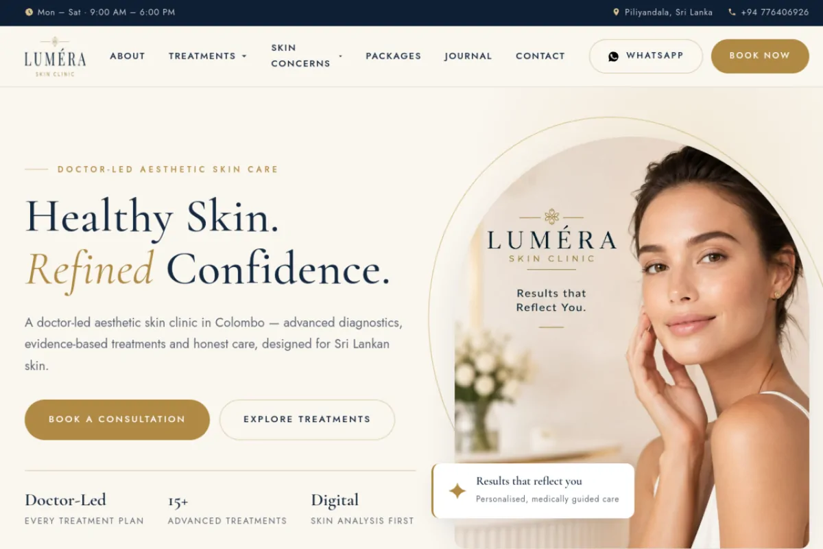 Luméra Skin Clinic: clinic website with booking and CMS