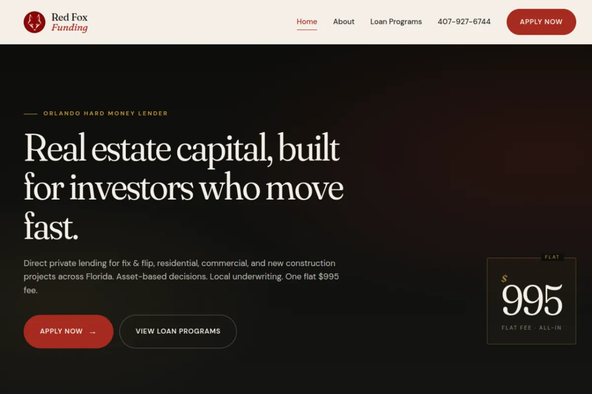 RedFox Funding: lending website with application flow