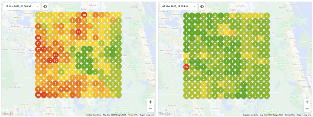 Results of Before and After Optimizing Google My Business Account of a client of Web Market Florida