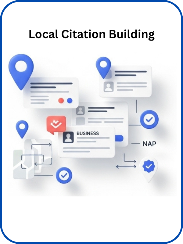 Business listings are built across trusted local directories for local SEO.