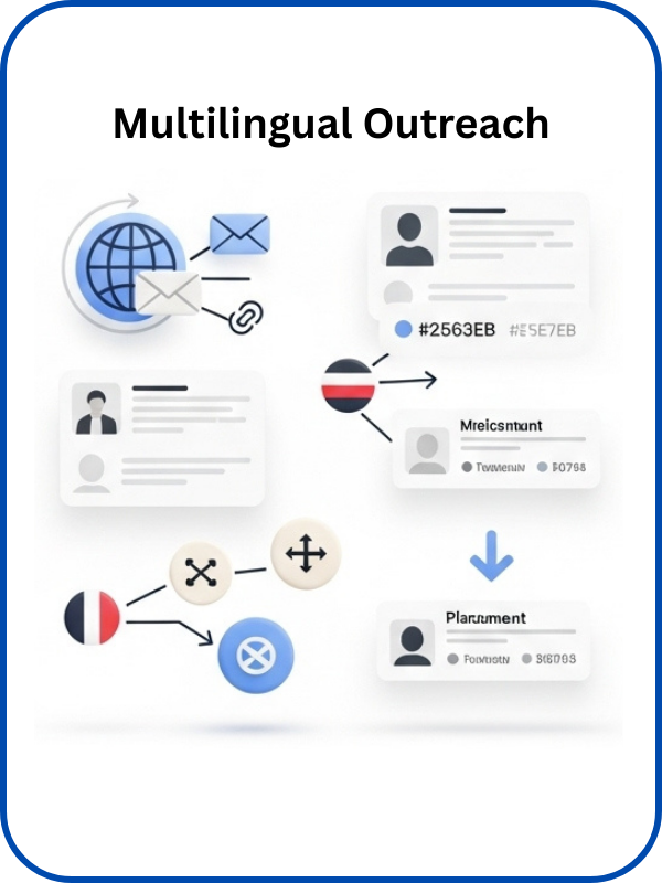 Backlinks built through outreach on non-English and international websites.