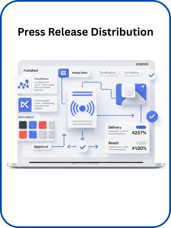 Distribution of press releases to journalists and media networks.