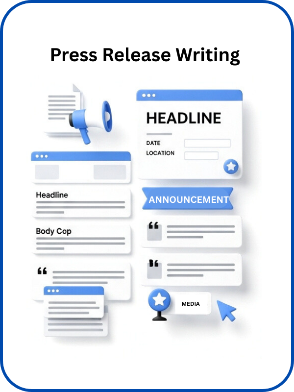 Professionally written press releases for announcements and PR campaigns.
